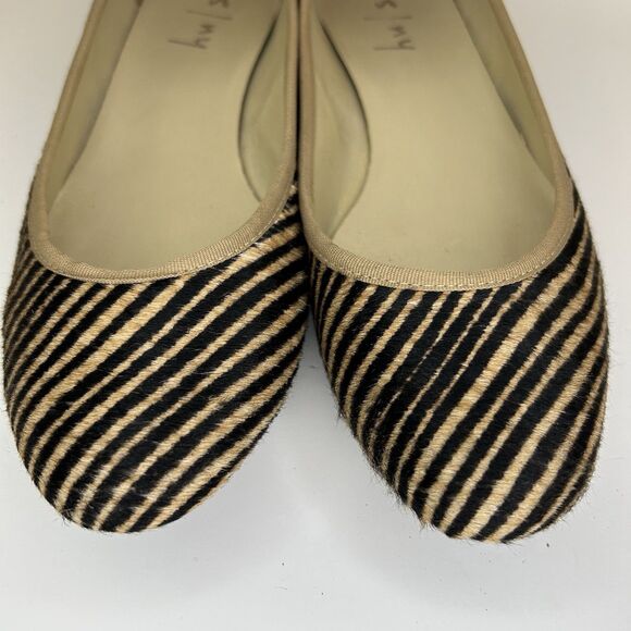 French Sole FS/NY Flats Taupe Black Stripe w/ Bows Style: GALE Womens Sz 11 - Picture 2 of 11